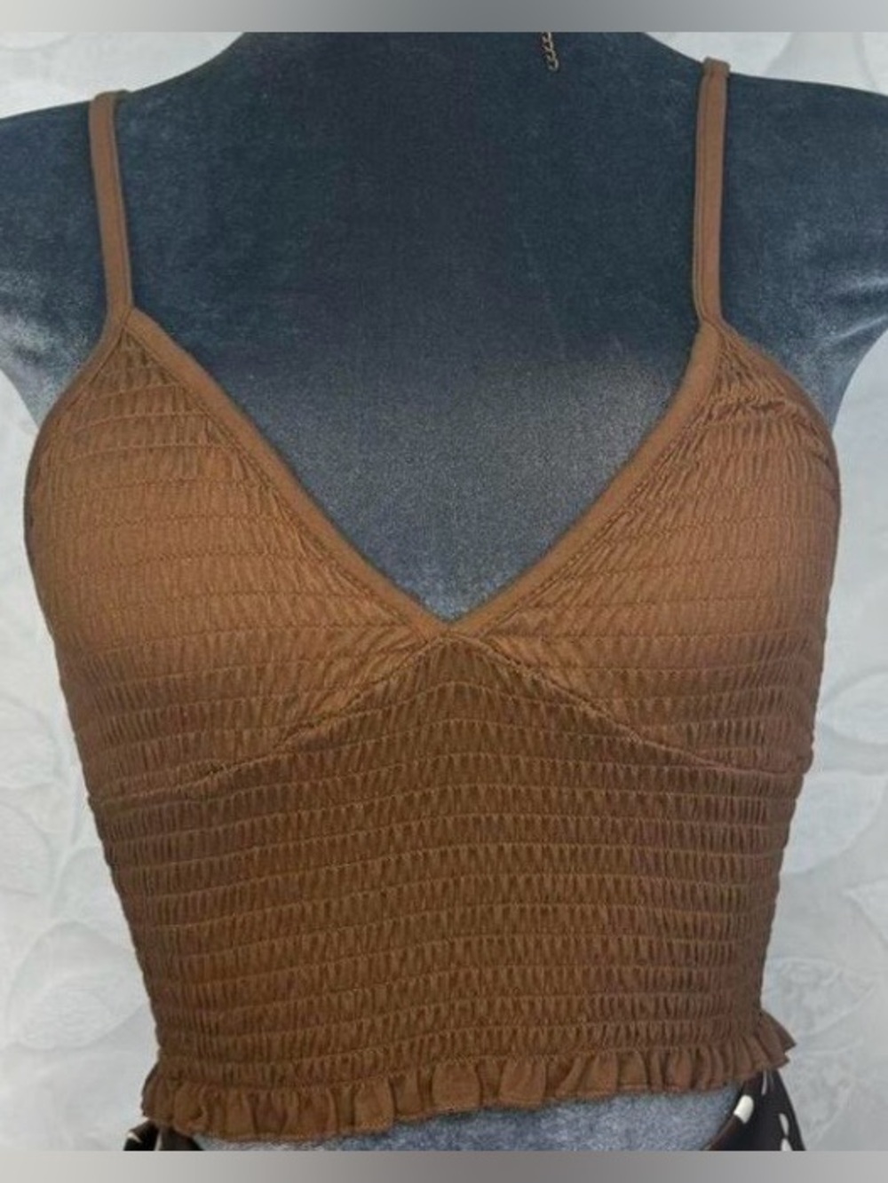 Rue21 Brown Smocked Crop Cami Top Size Small